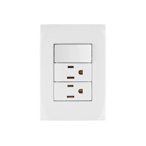 [T46489] Placa armada 2 contactos e interruptor, línea Oslo, blanco - Pag 525