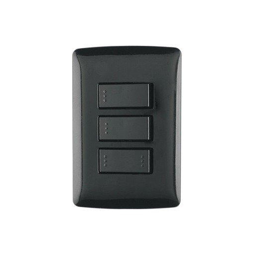 [T47596] Placa armada 2 interruptores 1 escalera negro,línea Italiana - Pag 522
