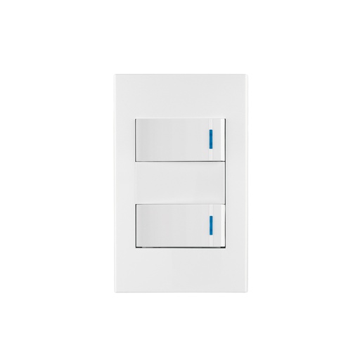 [T45602] Placa armada 2 interruptores 1de 3vías,1 mod,Española,blanco - Pag 401
