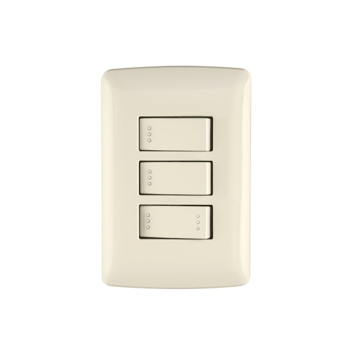 [T48665] Placa armada 2 interruptores 1escalera,marfil,línea Italiana - Pag 522
