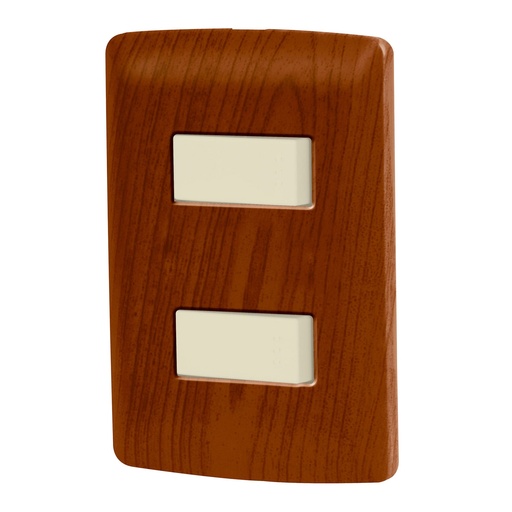 [T49925] Placa armada 2 interruptores sencillos,madera,línea Italiana