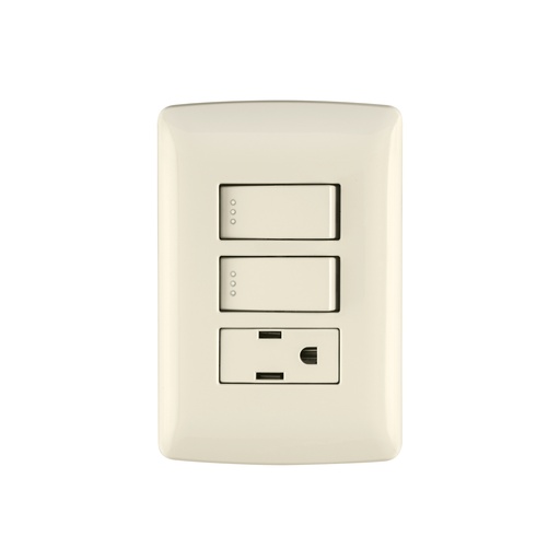 [T48667] Placa armada contacto 2 interruptores,marfil, línea Italiana - Pag 521