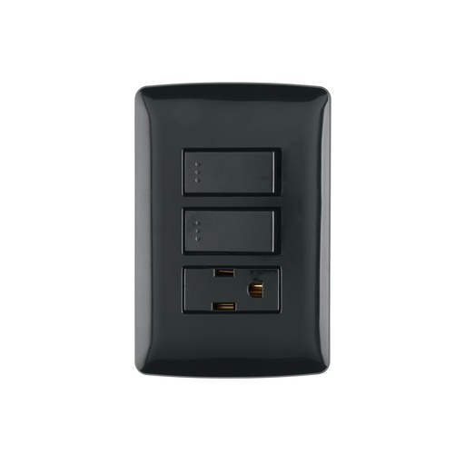 [T47592] Placa armada contacto 2 interruptores,negro, línea Italiana - Pag 521