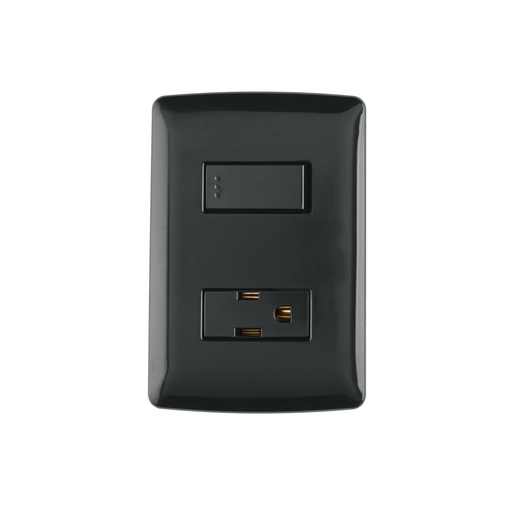 [T47591] Placa armada contacto e interruptor, negro, línea Italiana - Pag 395