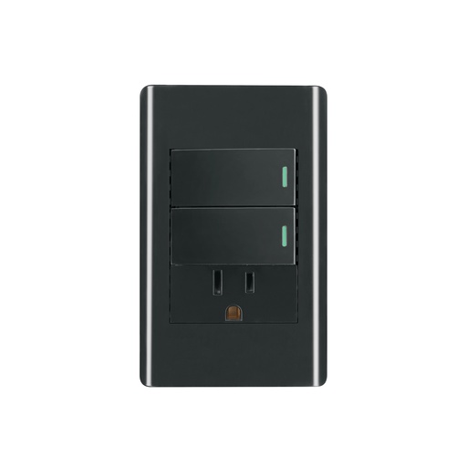 [T47900] Placa armada negra 2 interruptores y contacto 1 mód,Lisboa - Pag 533