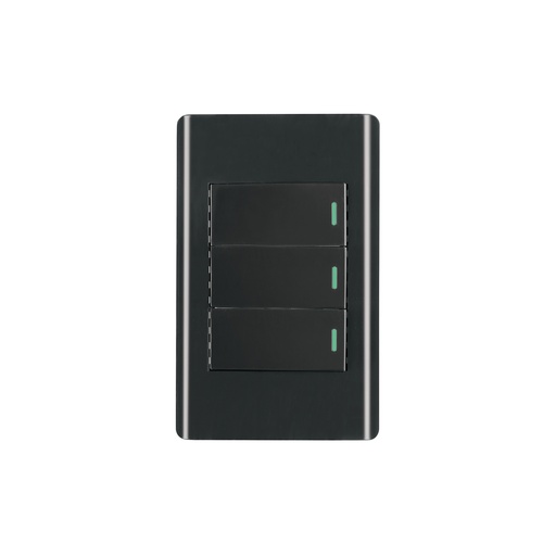 [T47889] Placa armada negra 3 interruptores 1 módulo, Lisboa, Volteck - Pag 532