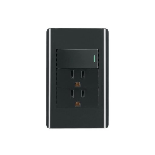 [T47901] Placa armada negra interruptor y 2 contactos 1 mód, Lisboa - Pag 533