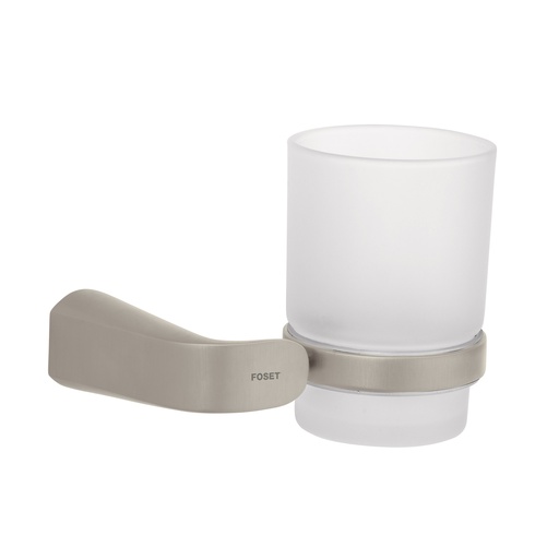 [T45220] Portavaso cepillero satín con vaso de vidrio, Foset Riviera - Pag 657