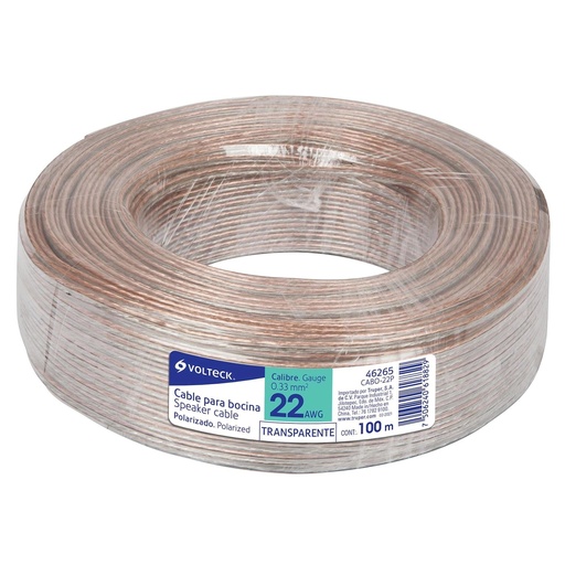 [T46265] Rollo de 100 m cable polarizado transparente p/bocina 22 AWG - Pag 515