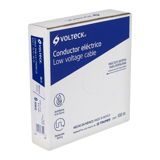 [T46054] Rollo de 100 m de cable THHW-LS 8 AWG blanco, Volteck - Pag 412