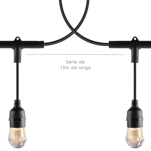 [A118273] Serie de luces de 14.6 m con 24 soquets. Incluye 26 focos LED de 1W