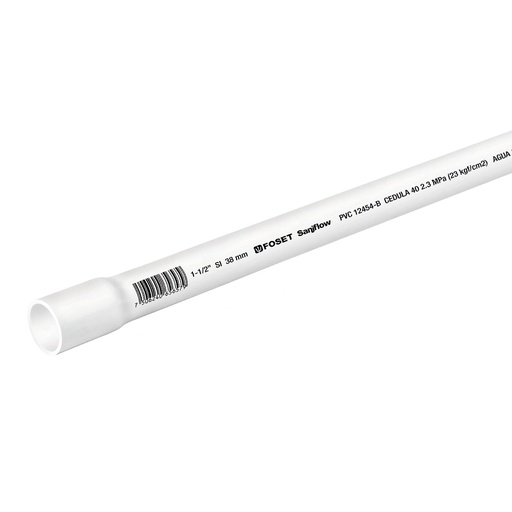 [T45521] Tubo de 1-1/2' de PVC hidráulico cédula 40, de 3 m, Foset - Pag 696