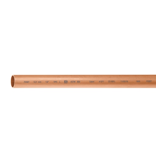 [T41271] Tubo de 1/2' de cobre tipo 'L' , de 3 m, Foset - Pag 531