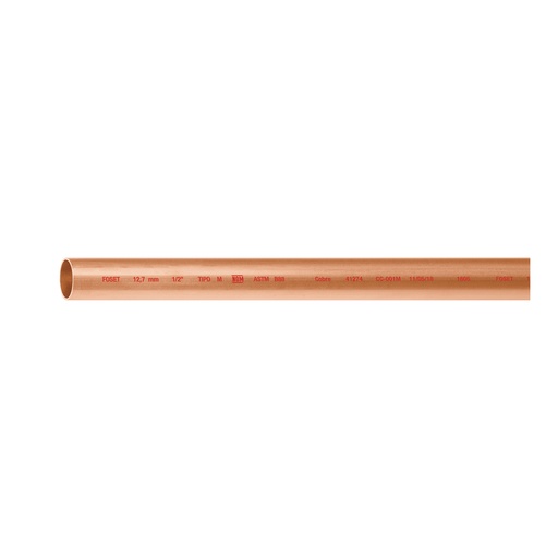 [T41274] Tubo de 1/2' de cobre tipo 'M' , de 3 m, Foset - Pag 531