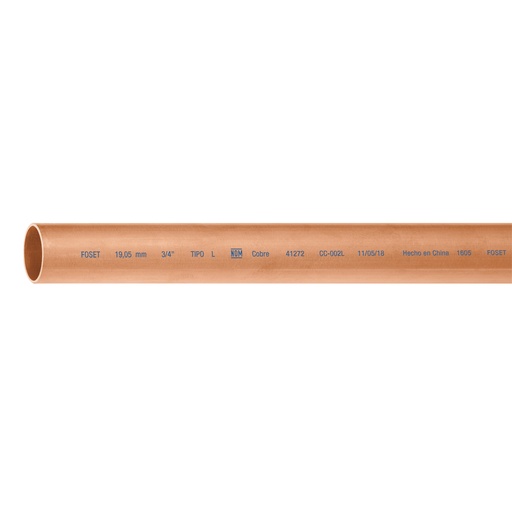 [T41272] Tubo de 3/4' de cobre tipo 'L' , de 3 m, Foset - Pag 531
