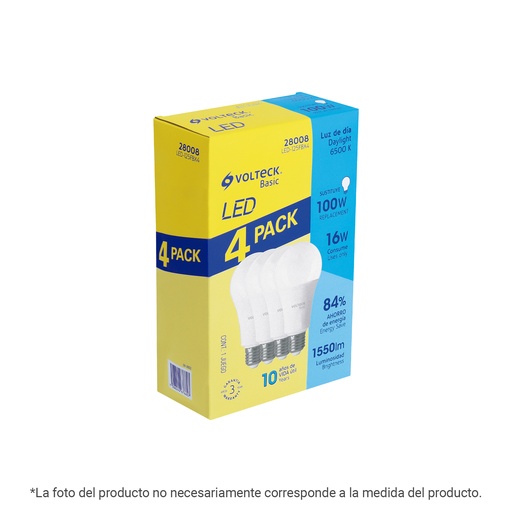 [T29069] Pack de 4 lámparas LED A19 18 W (equiv. 135 W), luz de día - Pag 443