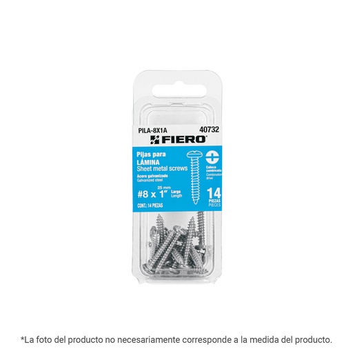 [T40783] Blíster con 8 pijas para lámina, #8 x 2', Fiero - Pag 565,574
