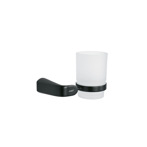 [T44287] Portavaso cepillero con vaso de vidrio, negro, FOSET RIVIERA - Pag 494