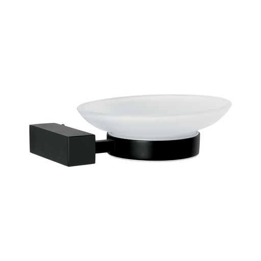 [T44397] Jabonera con plato de vidrio, negro, FOSET KUBO - Pag 487