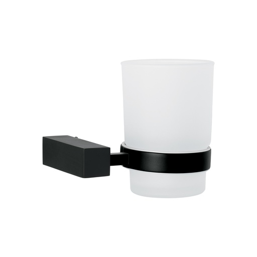 [T44410] Portavaso cepillero con vaso de vidrio, negro, FOSET KUBO - Pag 487