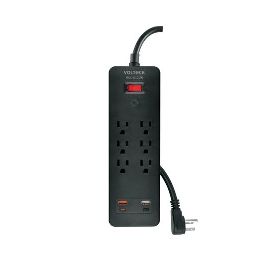[T45663] Multicontacto 6 entradas, 2 USB A + 2 USB C, negro, VOLTECK - Pag 424