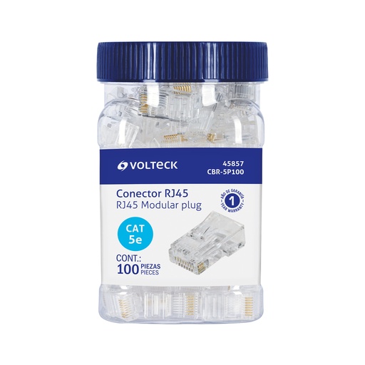 [T45857] Plug RJ45 CAT5E, Bote con 100 piezas, VOLTECK - Pag 438