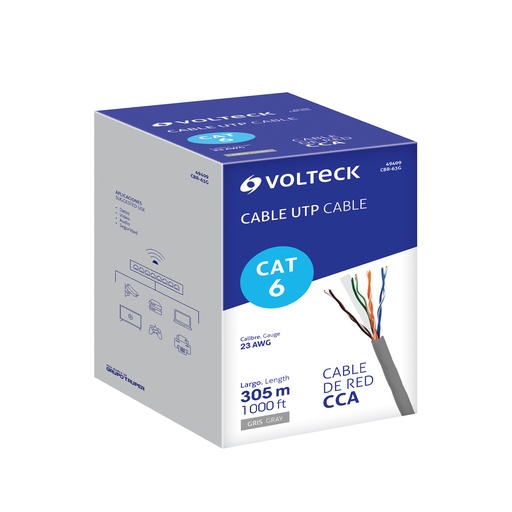 [T49409] Metro de cable UTP CAT6, Bobina de 305m, gris, VOLTECK - Pag 438