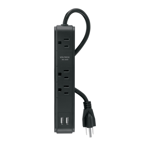 [T49534] Multicontacto 3 entradas 2 ptos USB sup de picos 300 J negro - Pag 424