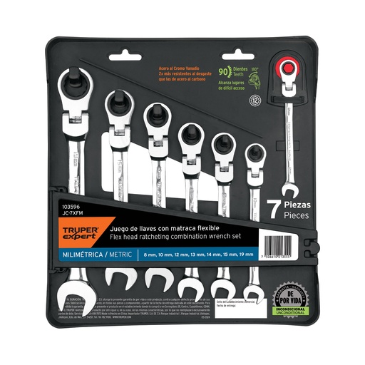[T103596] Juego de 7 llaves combinadas mm con matraca flexible - Pag 216